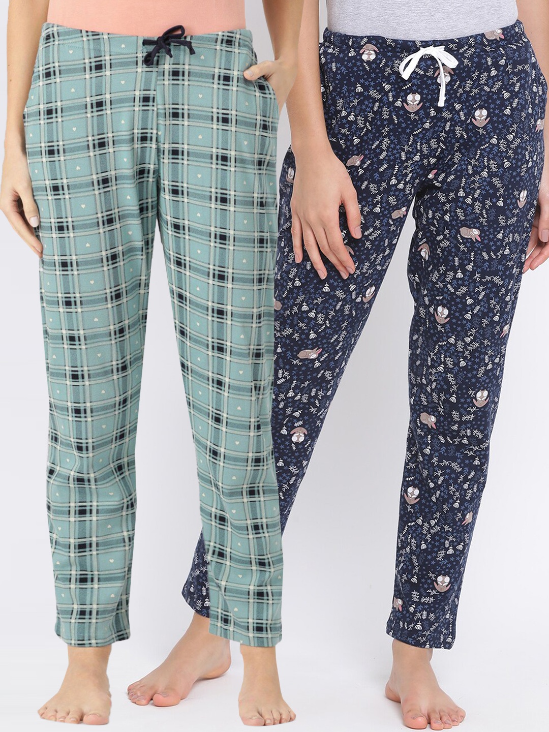 

Kanvin Women Pack of 2 Printed Lounge Pants, Teal