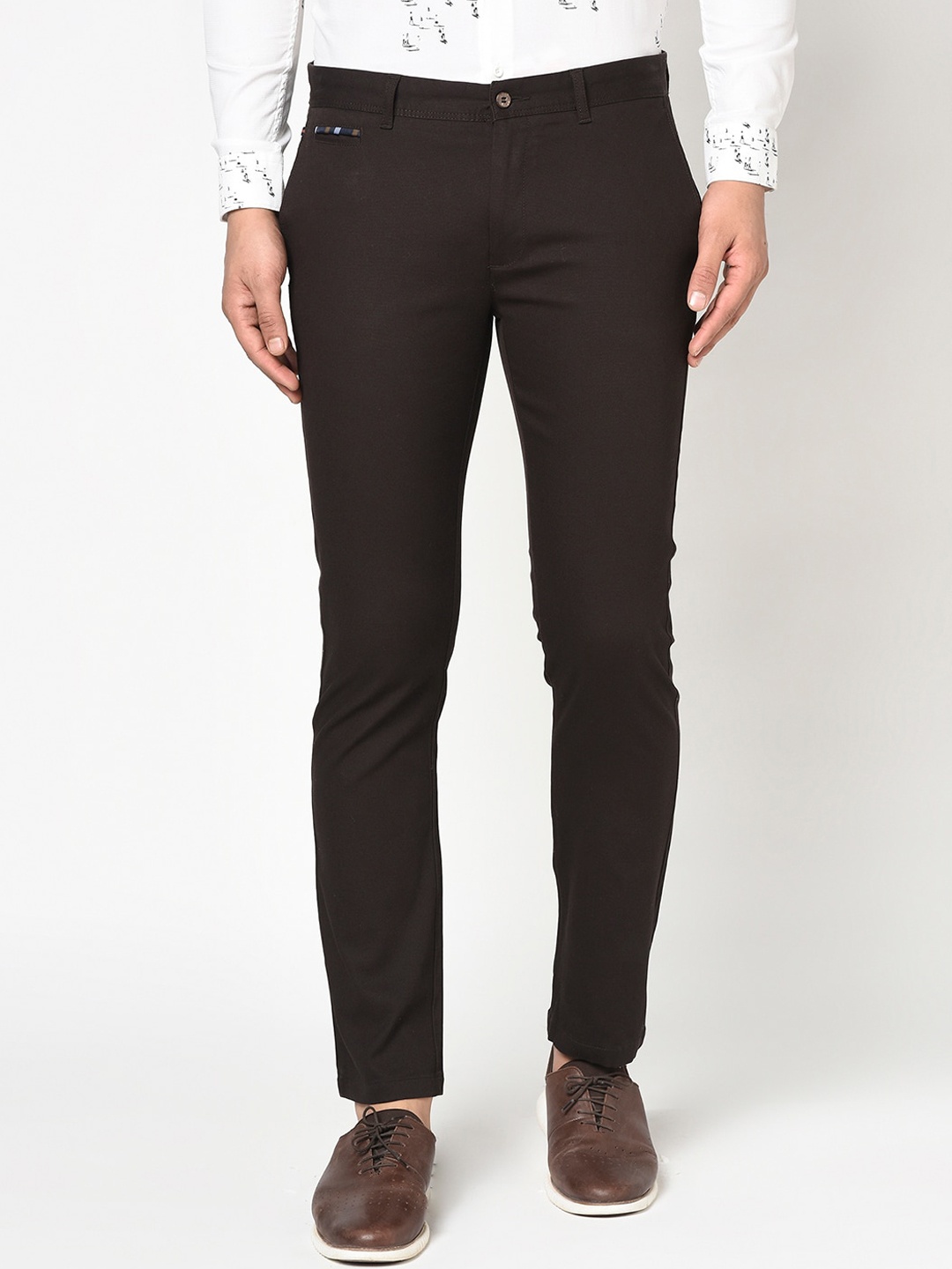 Blackberrys Men Brown Super B-95 Slim Fit Solid Regular Trousers
