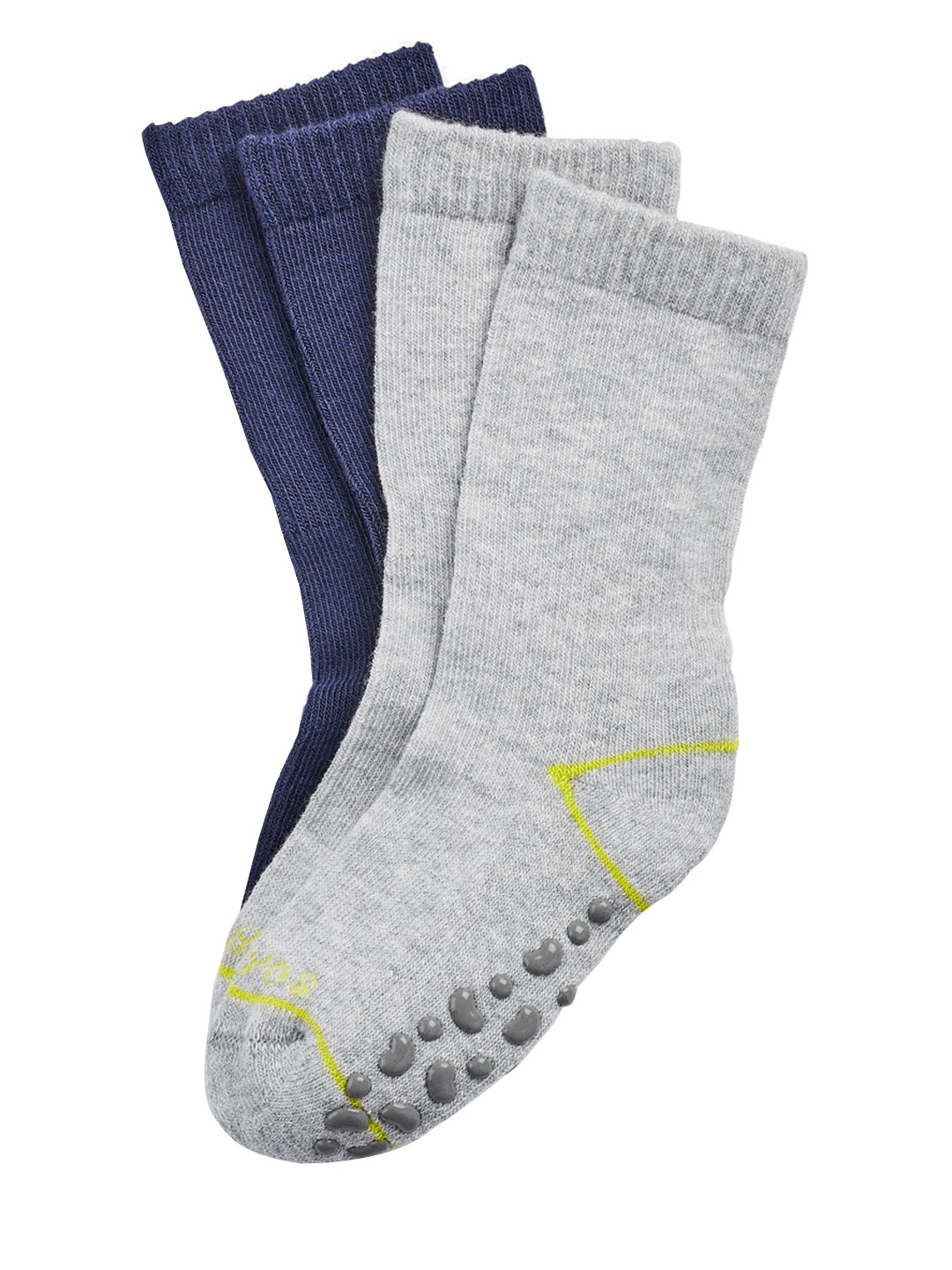 

Domyos By Decathlon Kids Pack Of 2 Solid Non-Slip Calf-Length Socks, Navy blue