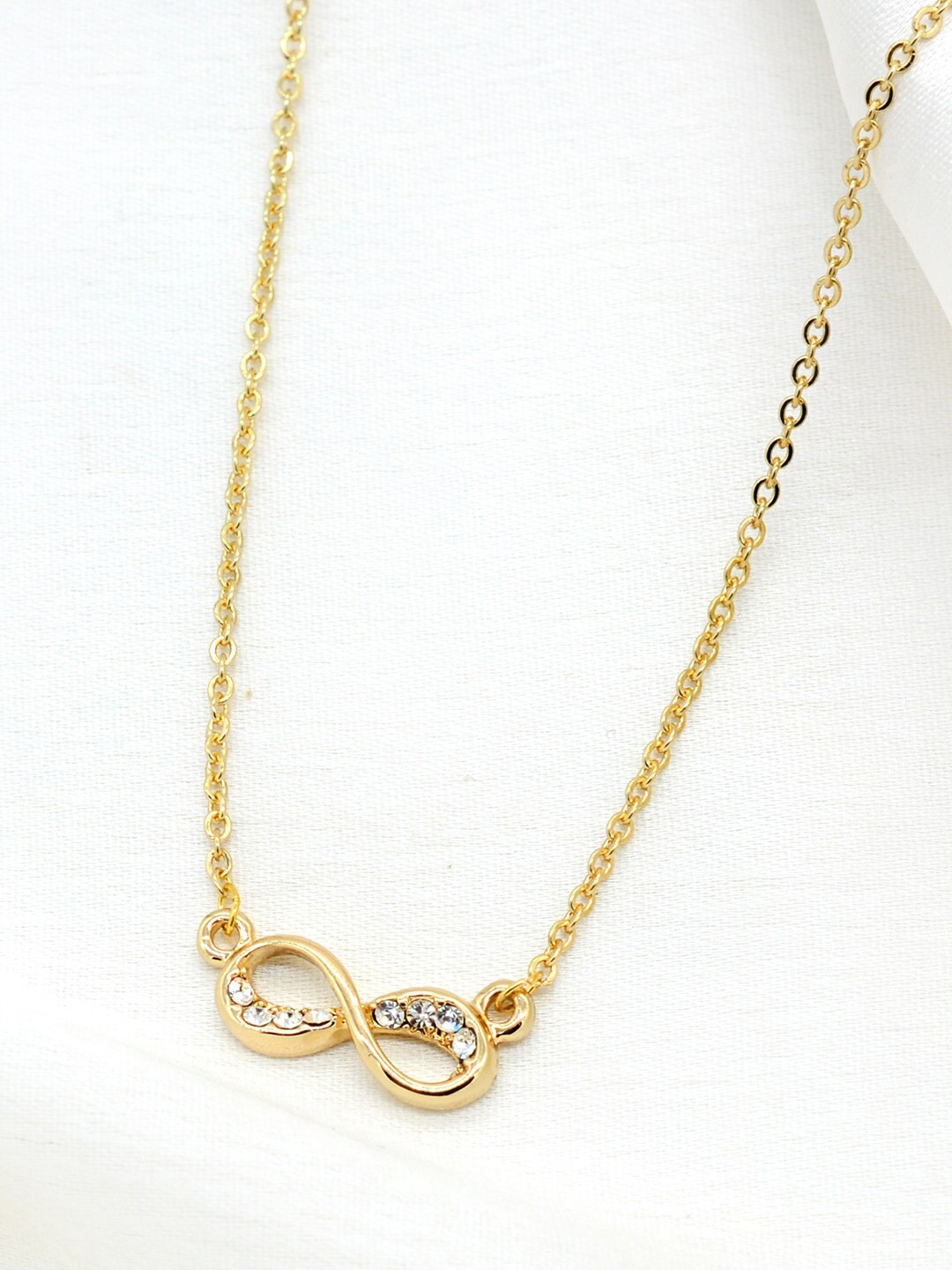 

JOKER & WITCH Women Gold-toned Rhinestones Studded Infinity Necklace