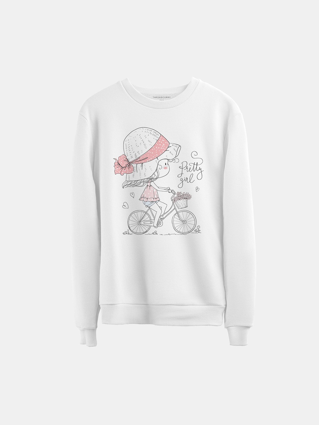 

THREADCURRY Kids White Printed Cotton Sweatshirt