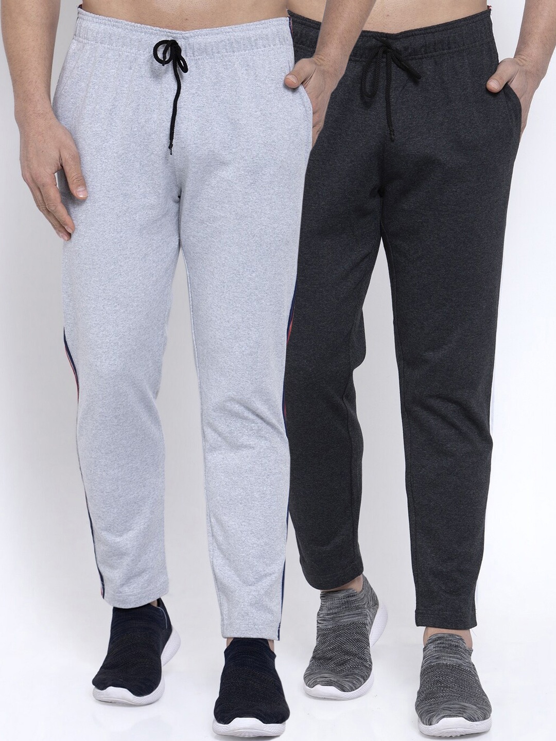 

NEUDIS Men Pack of 2 Grey Solid Pure Cotton Track Pants