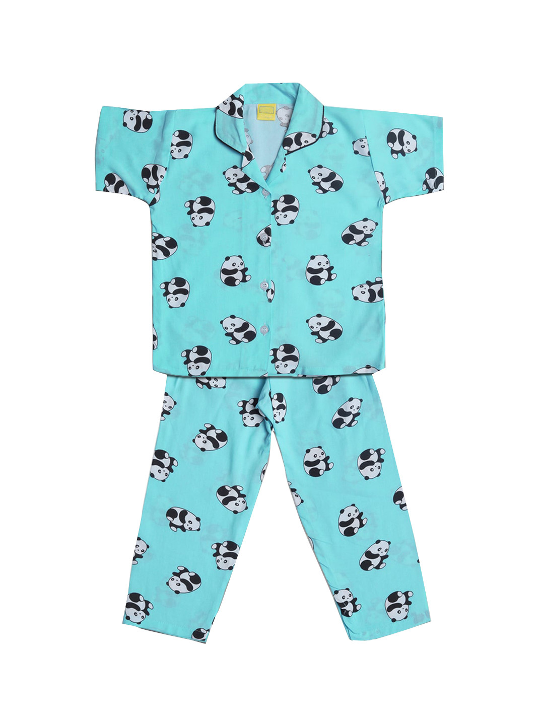 

Wish Karo Unisex Kids Turquoise Blue & Black Printed Night Suit