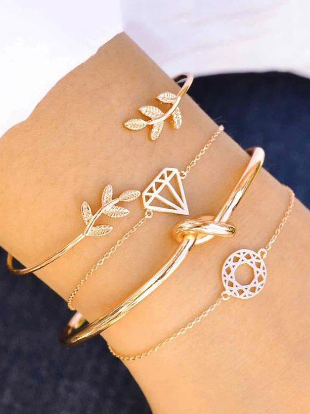JOKER & WITCH Women Set of 4 Gold-Toned Bracelet
