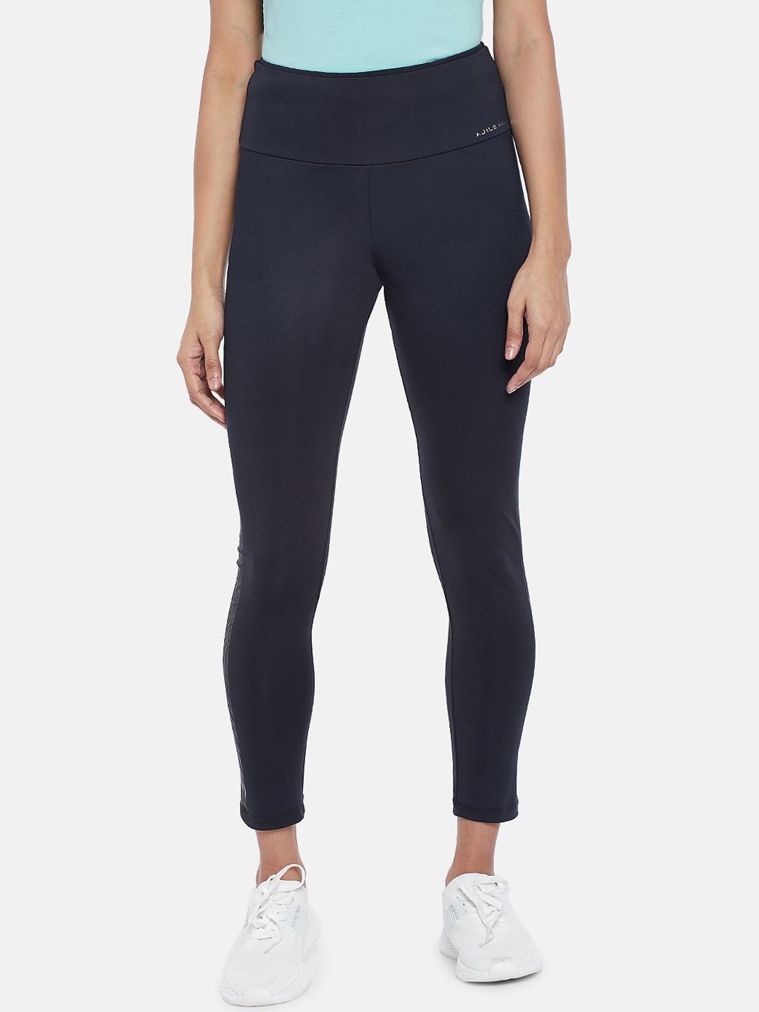 

Ajile by Pantaloons Women Navy Blue Solid Slim-Fit Sports Tights