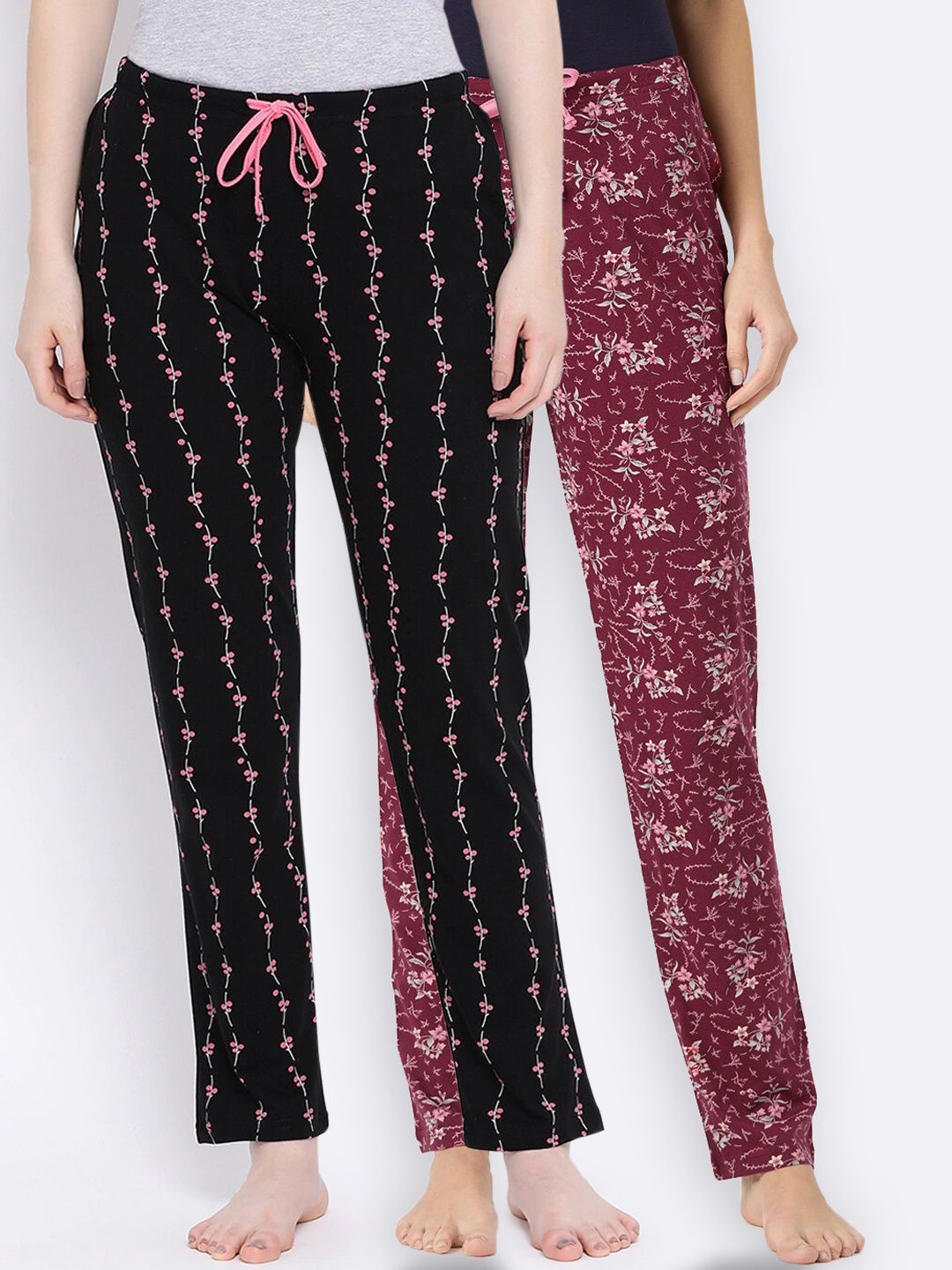 

Kanvin Women Pack Of 2 Lounge Pants, Maroon