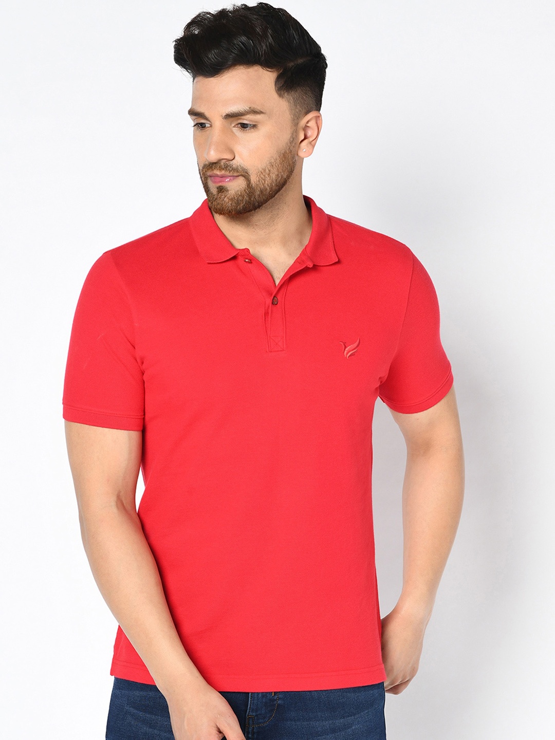 

Blackberrys Men Red Solid Polo Collar T-shirt