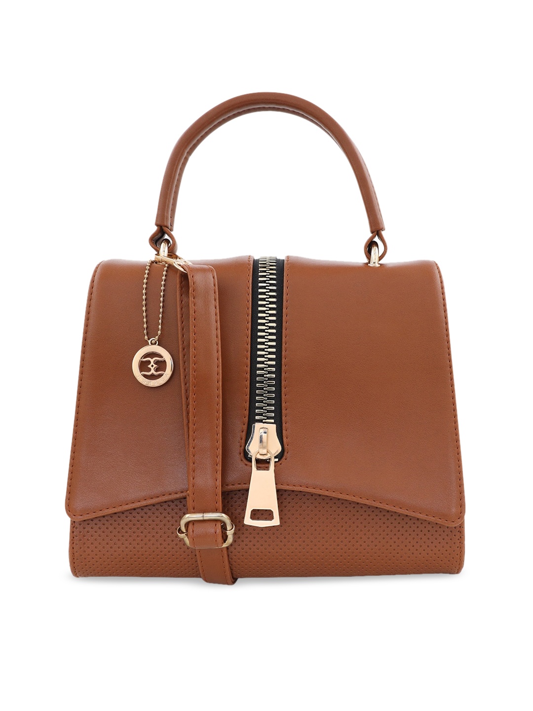 ESBEDA Tan Brown Solid Satchel
