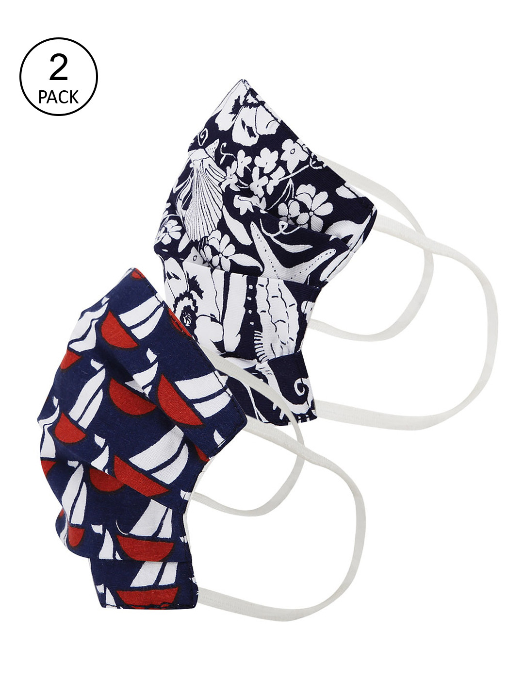

Kazo Kids Pack Of 2 Printed 2-Ply Cloth Face Masks, Black