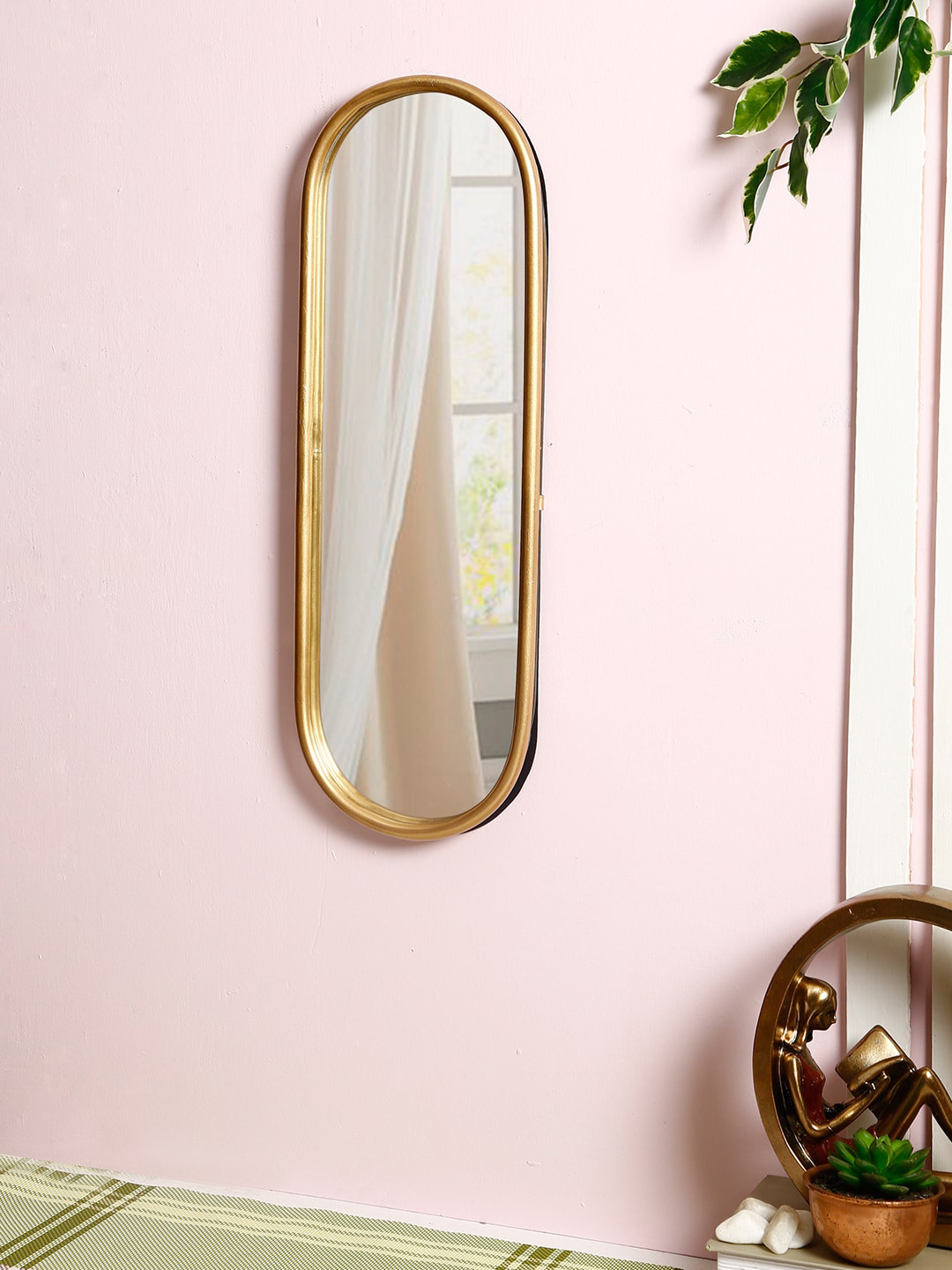 

Aapno Rajasthan Gold-Toned Metallic Frame with Mirror