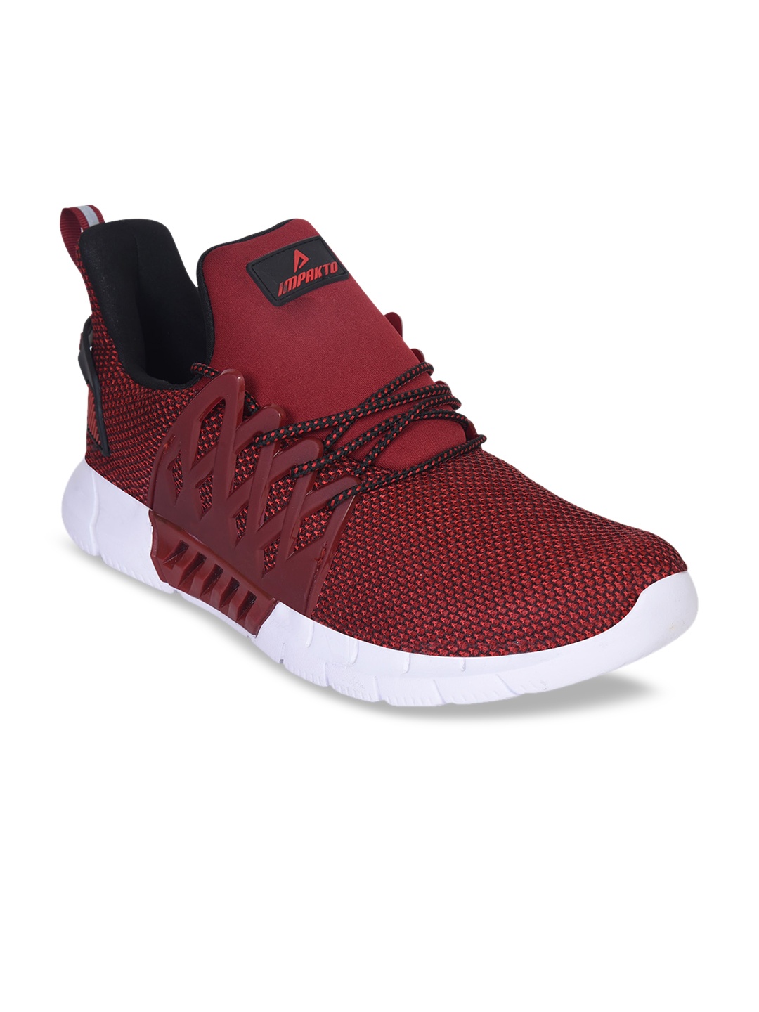 

IMPAKTO Men Maroon Solid Mesh Running Shoes