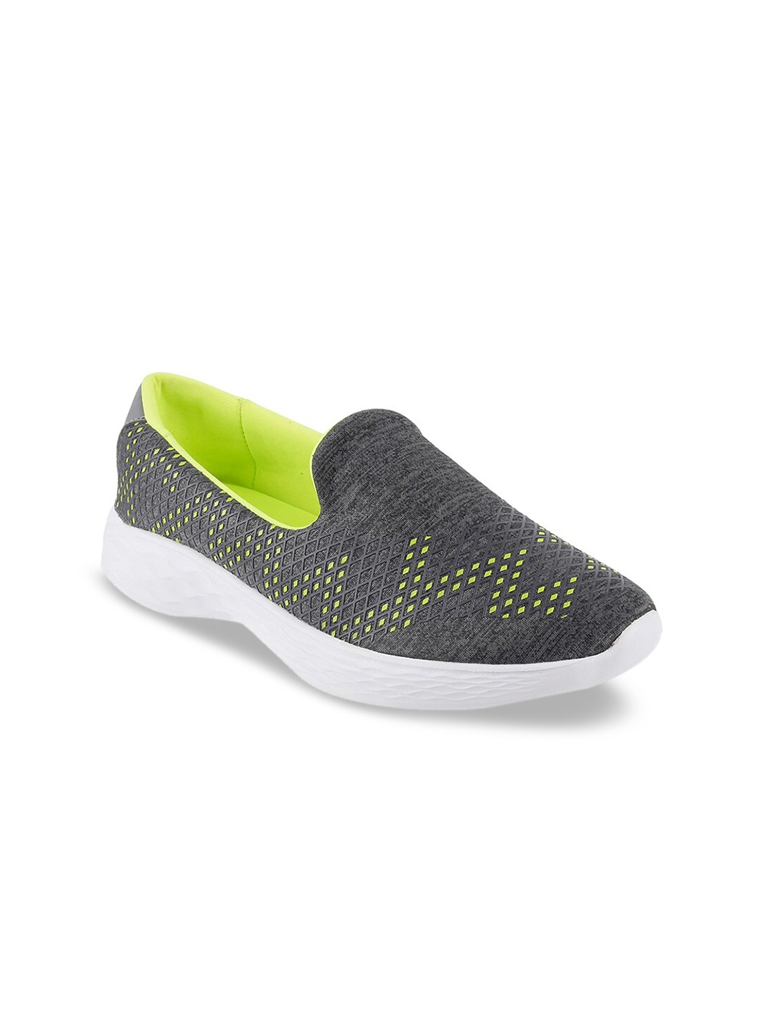 

Metro Women Grey & Fluorescent Green Woven Design Loafers