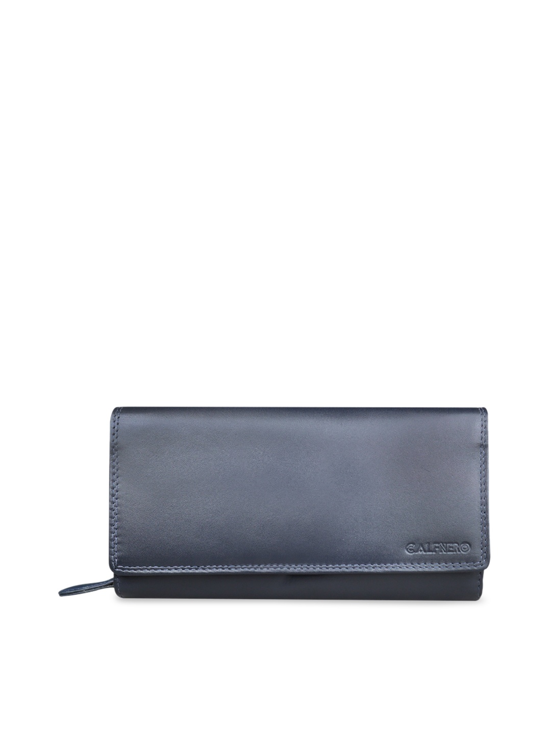 

CALFNERO Women Leather Three-Fold Wallet, Navy blue