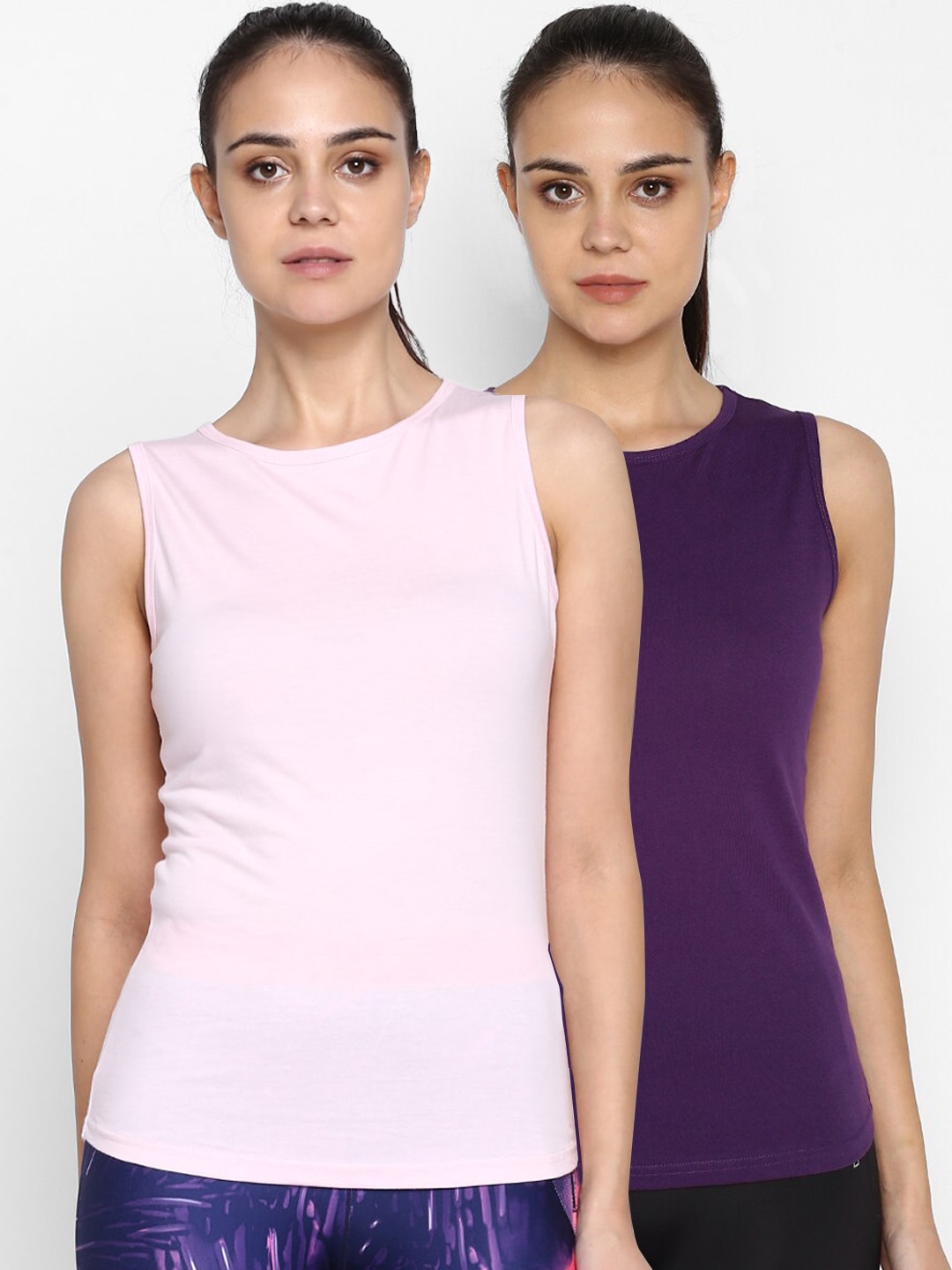 

appulse Women Pack Of 2 Solid Round Neck T-shirt, Pink