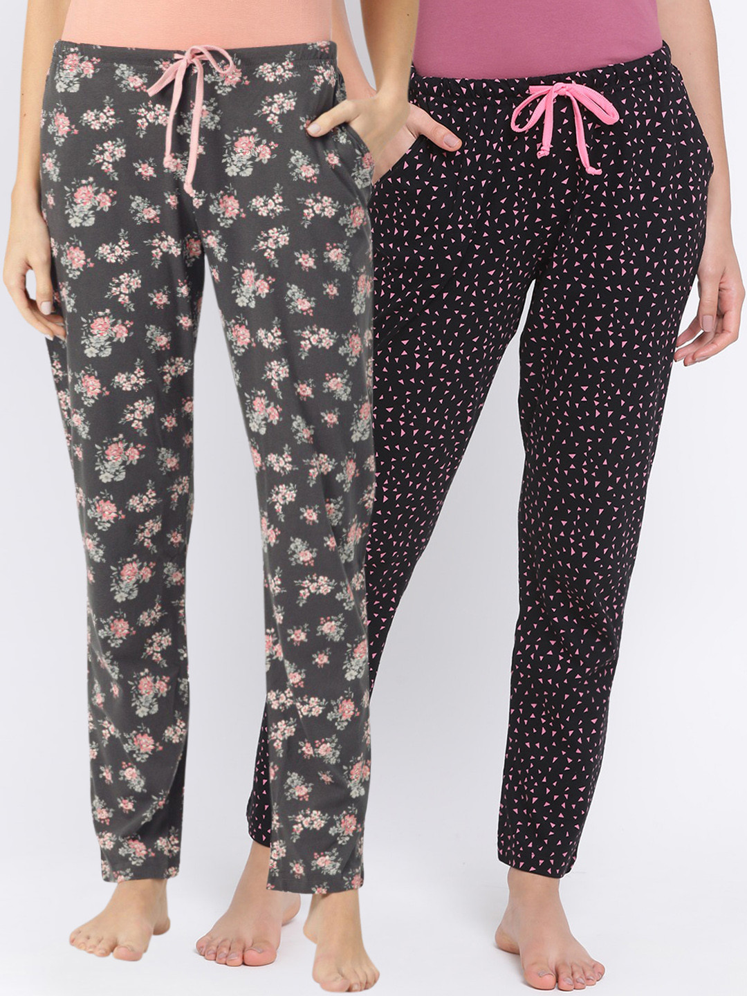 

Kanvin Women Pack of 2 Printed Lounge Pants, Charcoal