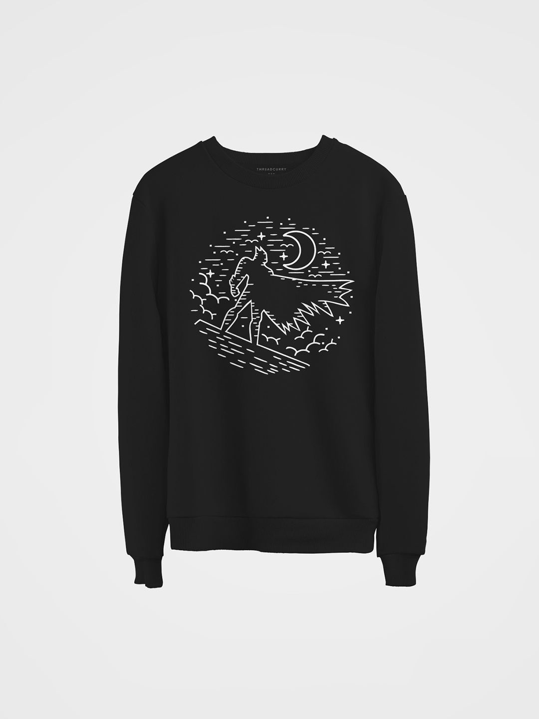 

THREADCURRY Kids Black Printed Sweatshirt