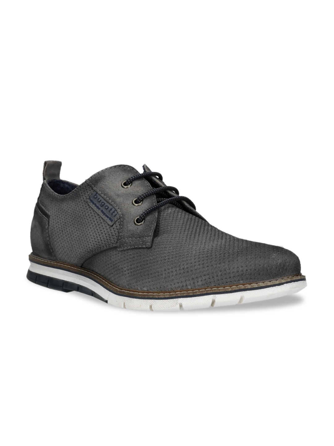 

Bugatti Men Dark Grey Textured Semi-Formal Derbys