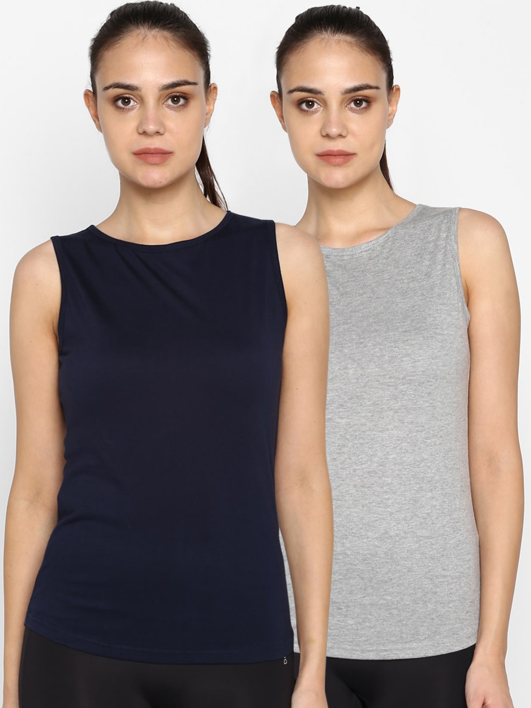 

appulse Women Multicoloured Pack of 2 Solid Round Neck T-shirt, Multi