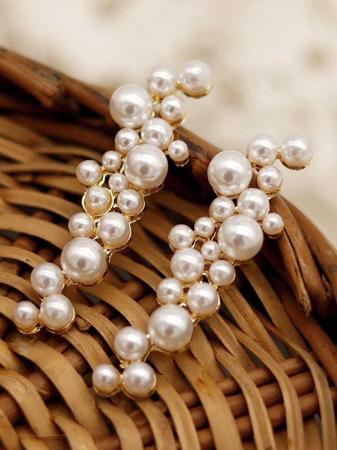 

JOKER & WITCH Gold-Toned & White Classic Drop Earrings