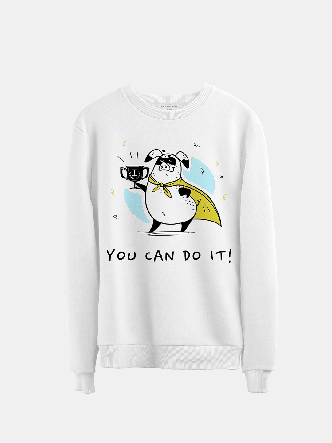 

THREADCURRY Unisex Kids White & Black Printed Sweatshirt