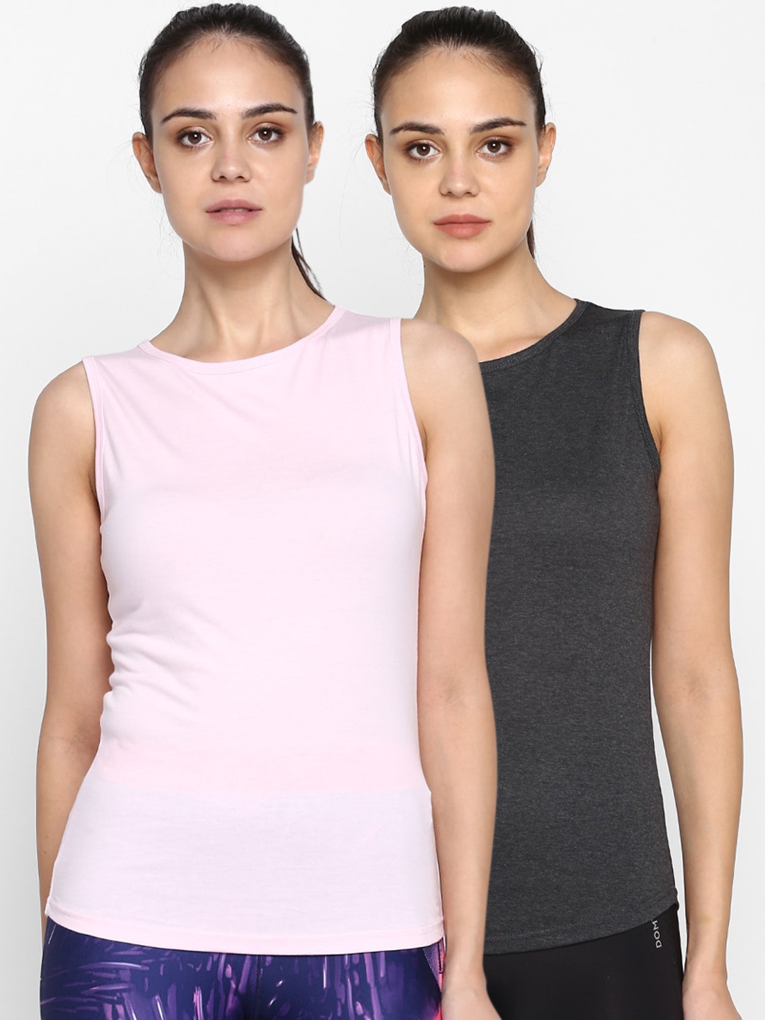 

appulse Women Multicoloured Pack of 2 Solid Round Neck T-shirt, Multi