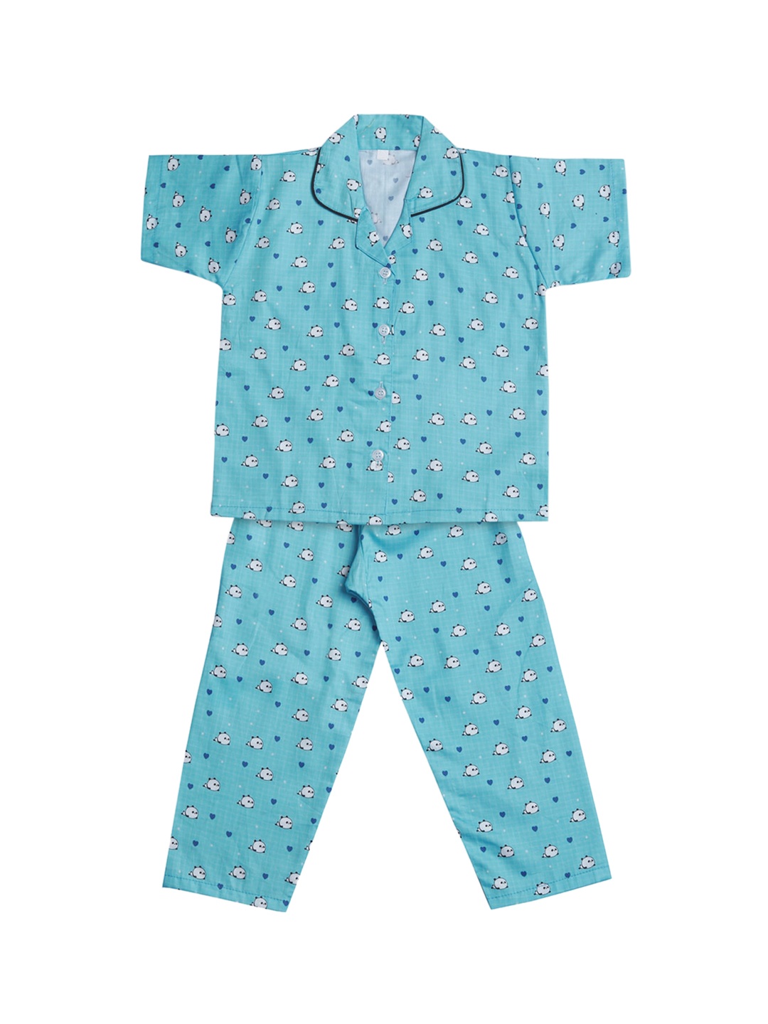 Wish Karo Boys Blue Printed Night Suits, Turquoise blue