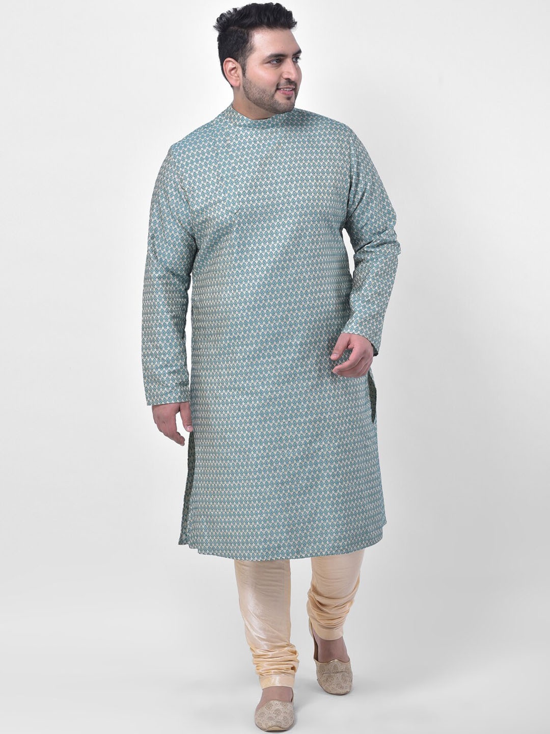 

DEYANN PLUS Men Blue Printed Kurta with Churidar