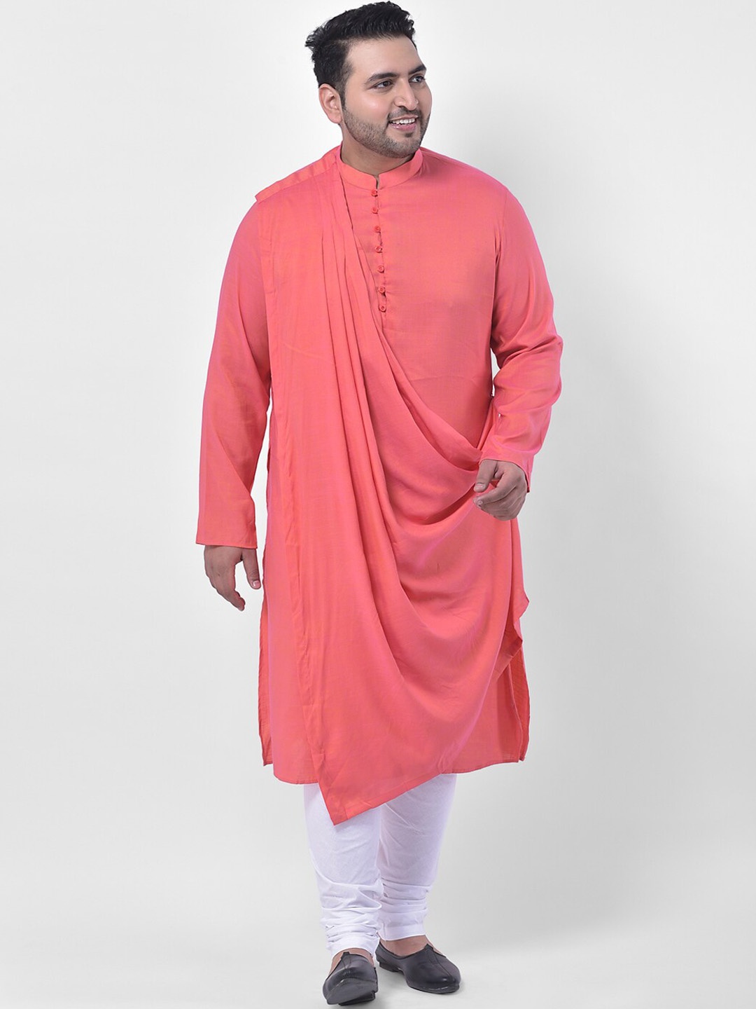 

Deyann plus Men Pink Solid Kurta