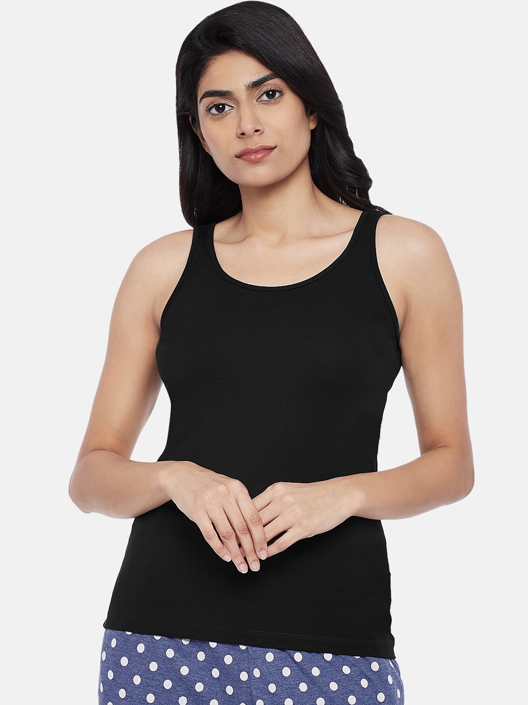 

Dreamz by Pantaloons Black Solid Tank Lounge tshirt