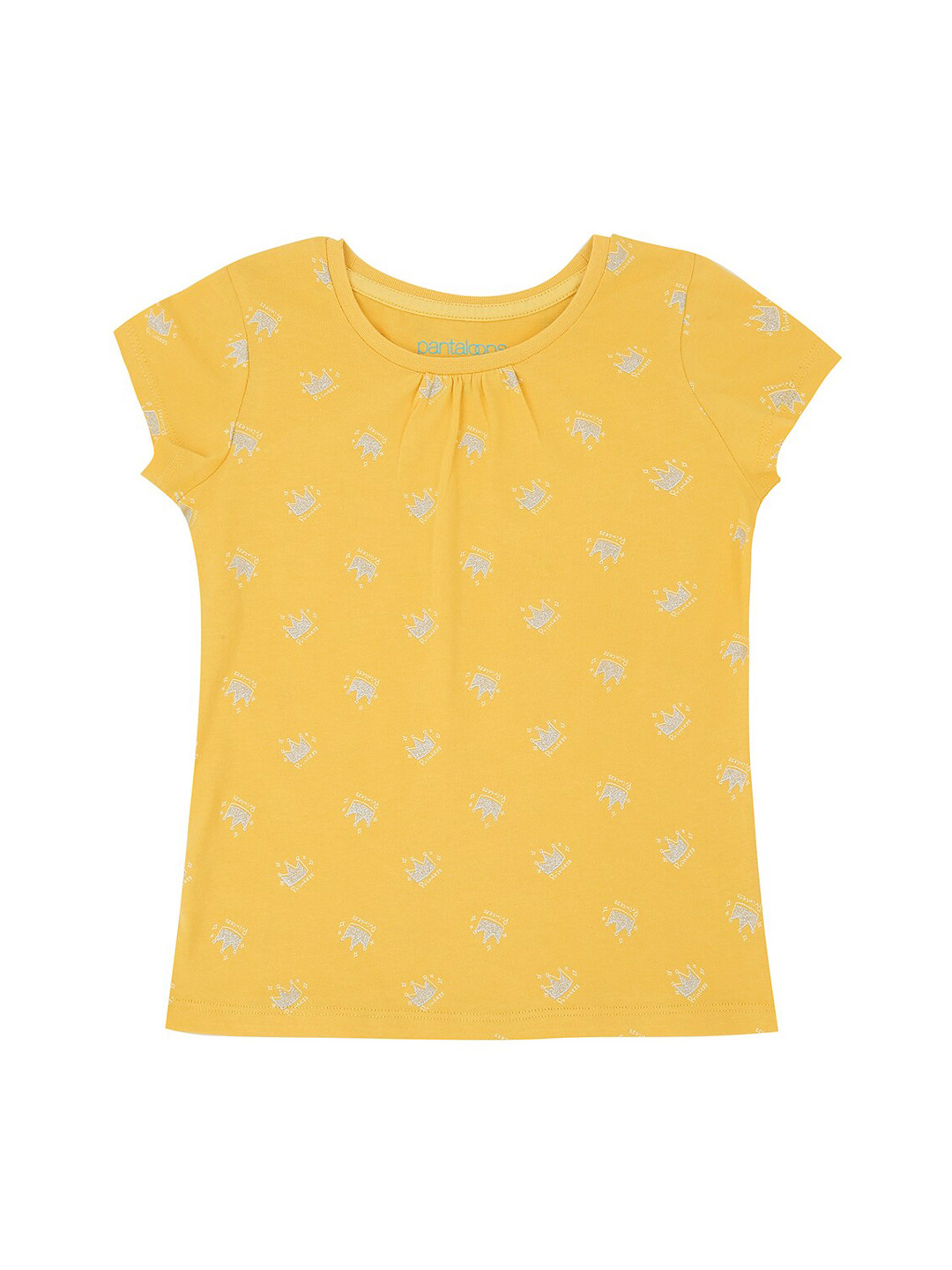 

Pantaloons Junior Girls Yellow Printed Round Neck Cotton Pure Cotton T-shirt