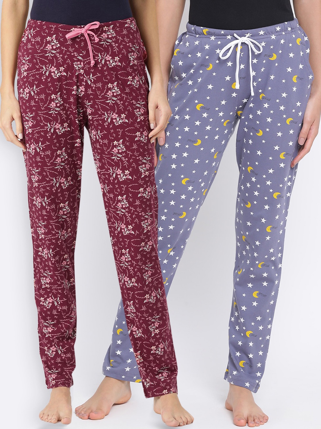 

Kanvin Women Pack Of 2 Lounge Pants, Maroon