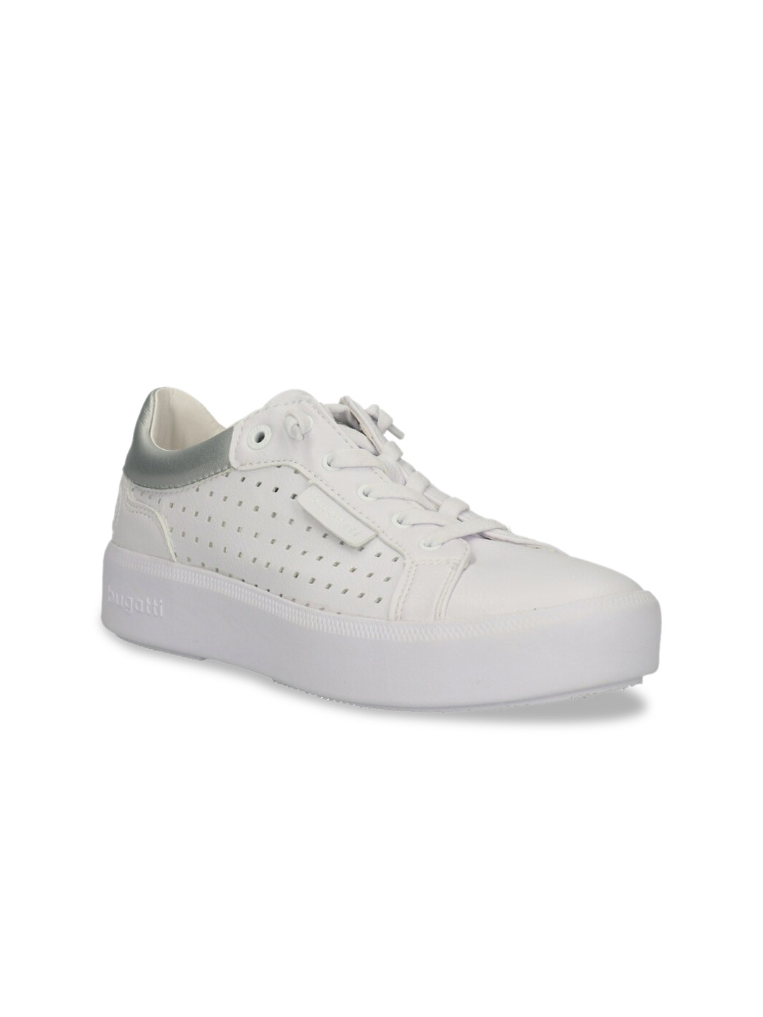 

Bugatti Women White & Silver-Toned Casual Sneakers