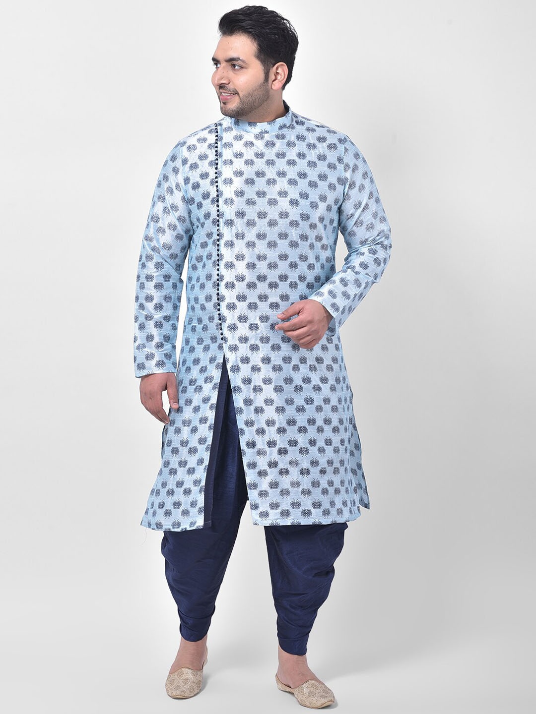 DEYANN PLUS Men Blue Floral Kurta