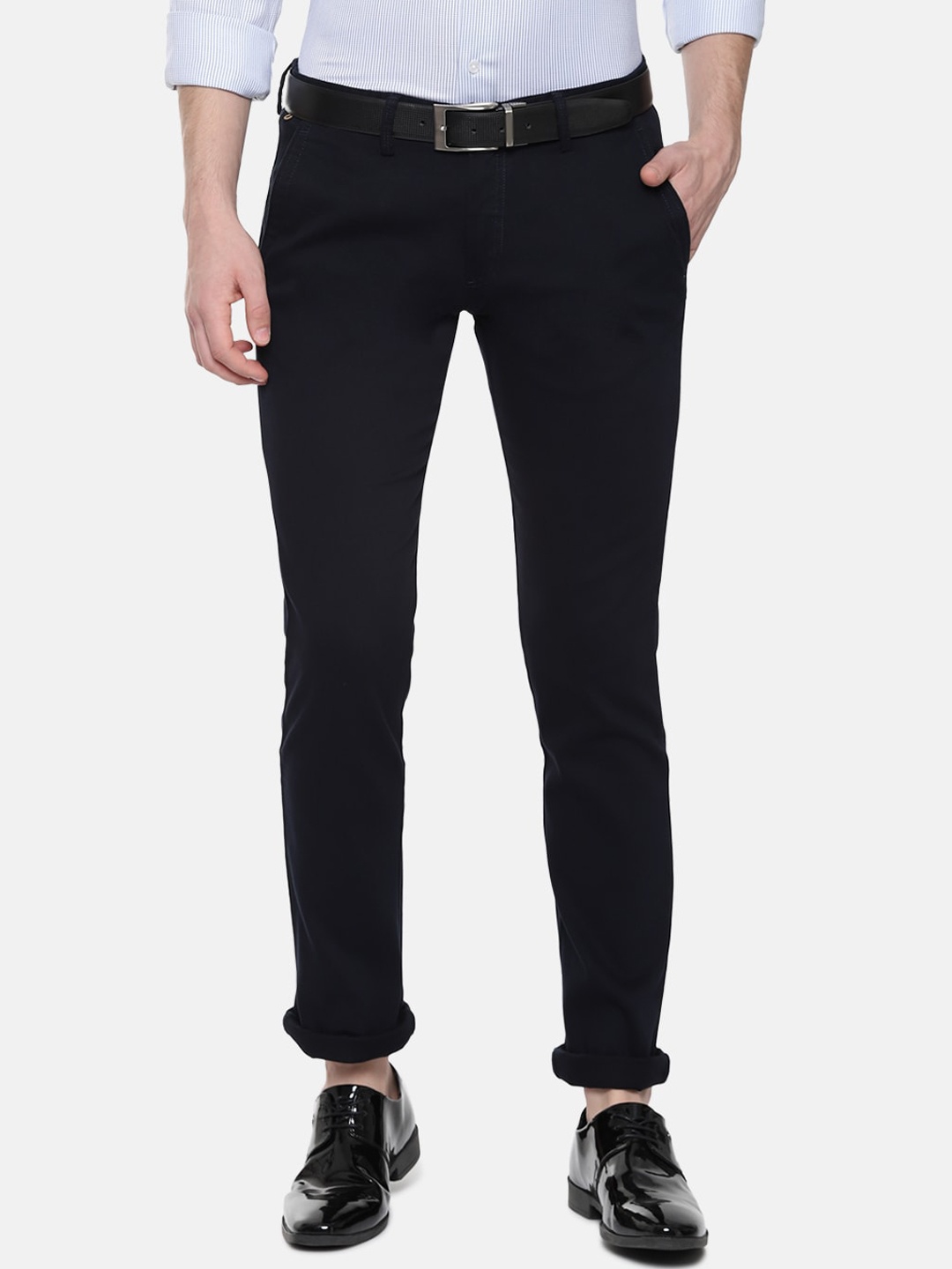 

Allen Solly Men Black Slim Fit Solid Regular Trousers
