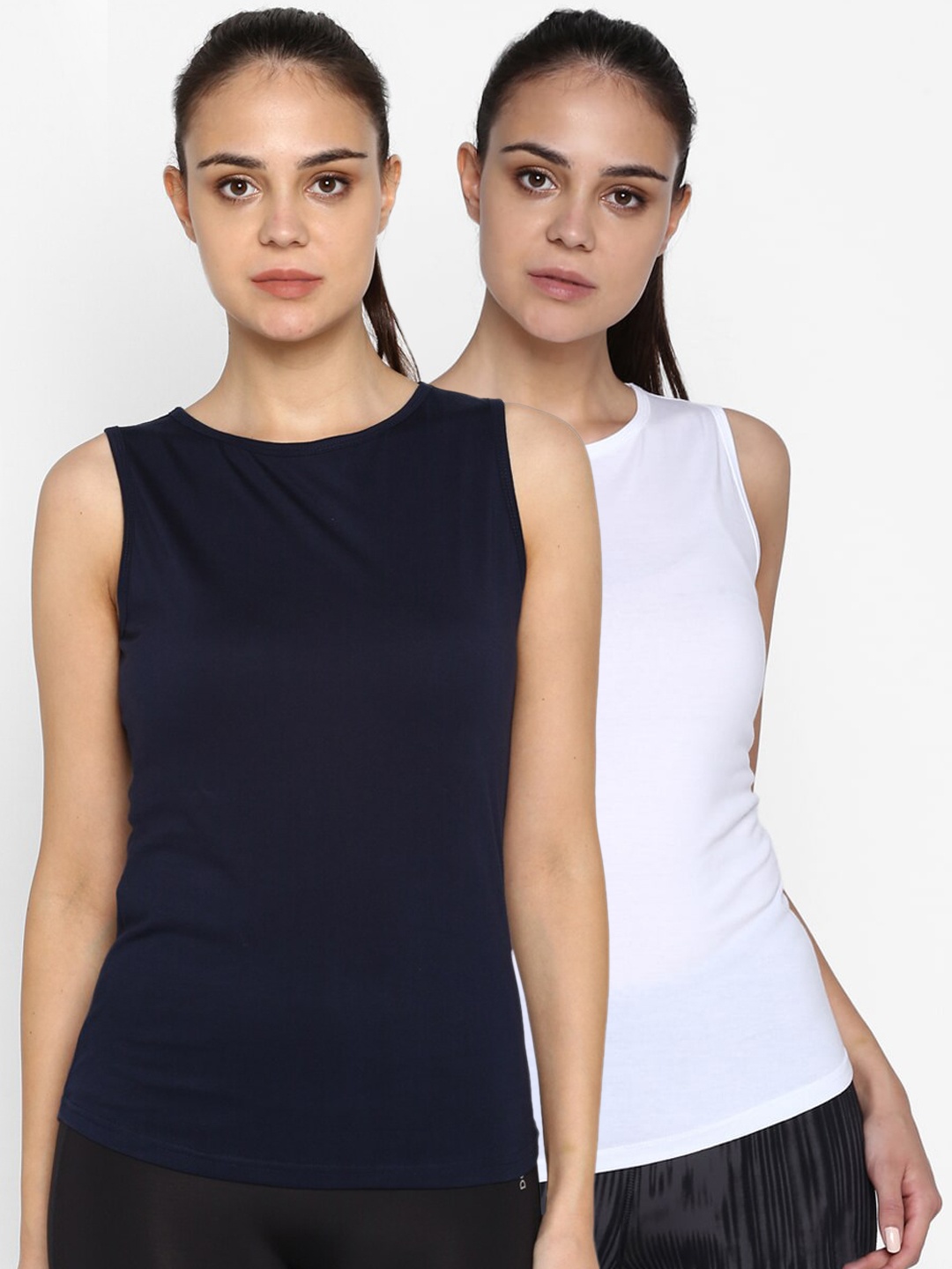 

appulse Women Pack Of 2 Solid Round Neck T-shirt, White