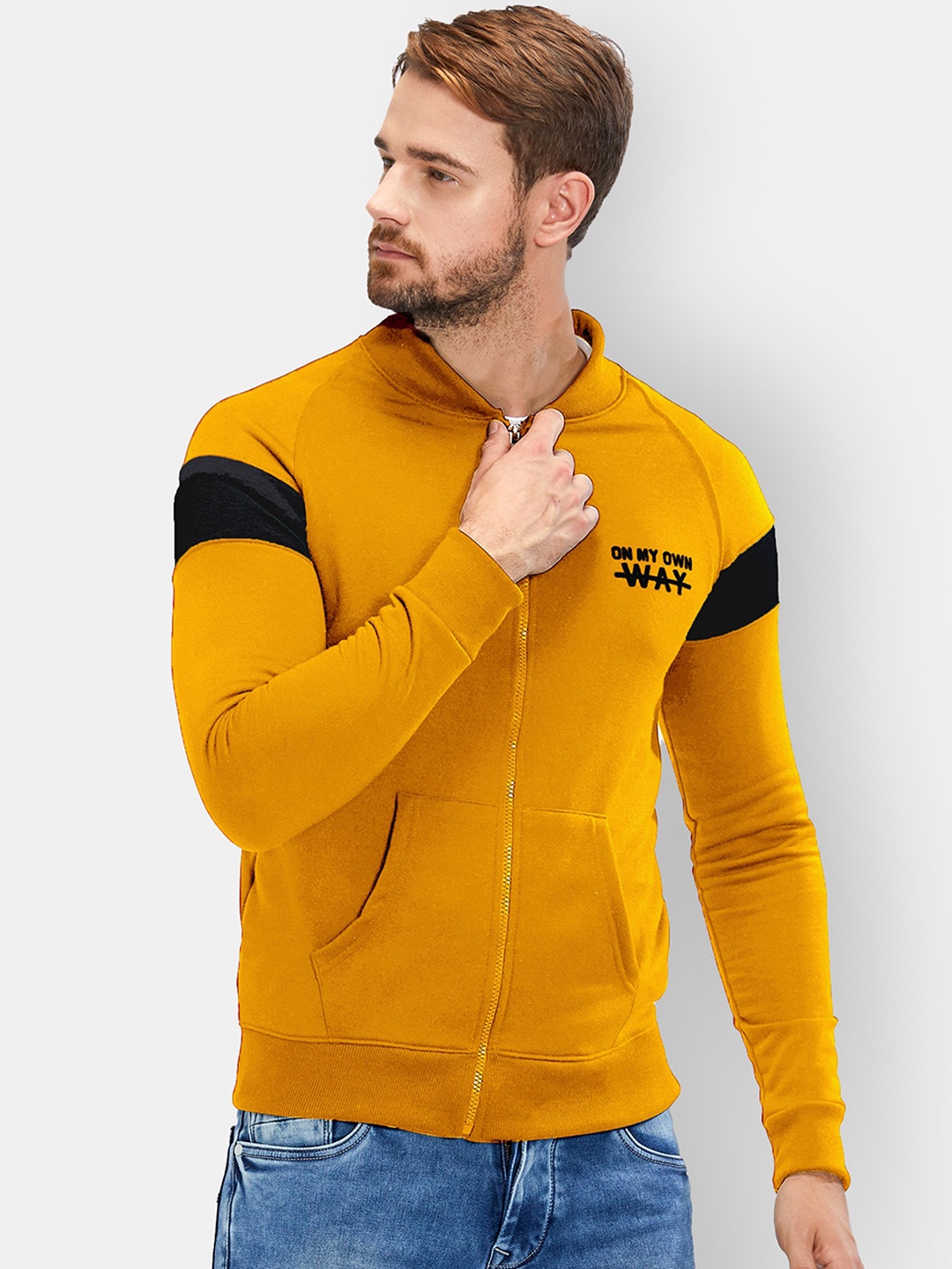 

Maniac Men Yellow Solid Sweatshirt