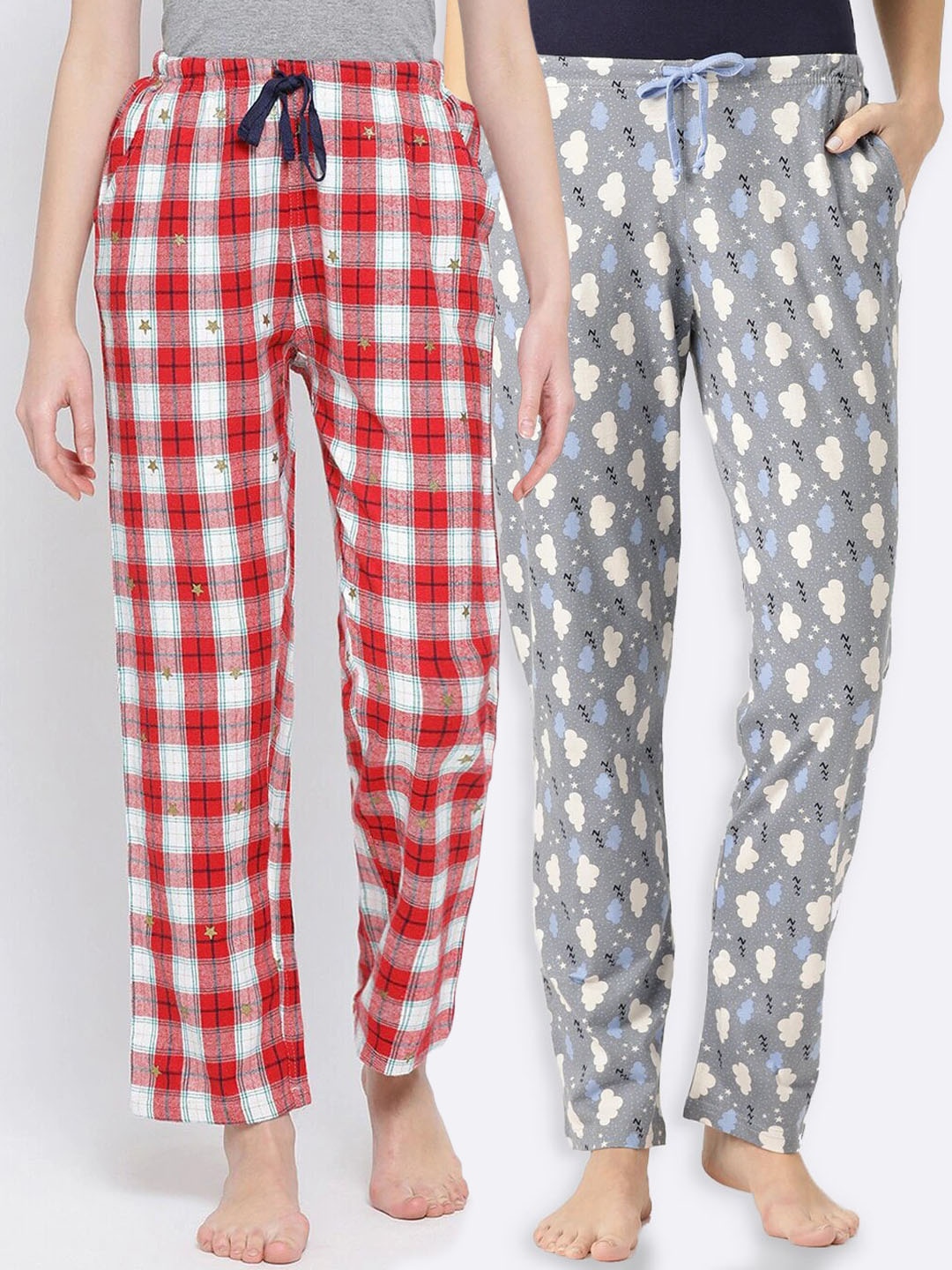 

Kanvin Women Pack of 2 Printed Lounge Pants, Red