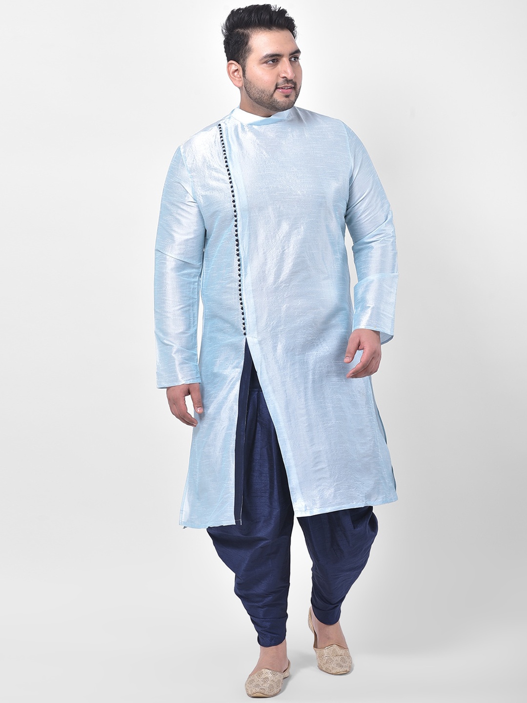 

DEYANN PLUS Men Blue Solid Kurta with Dhoti Pants