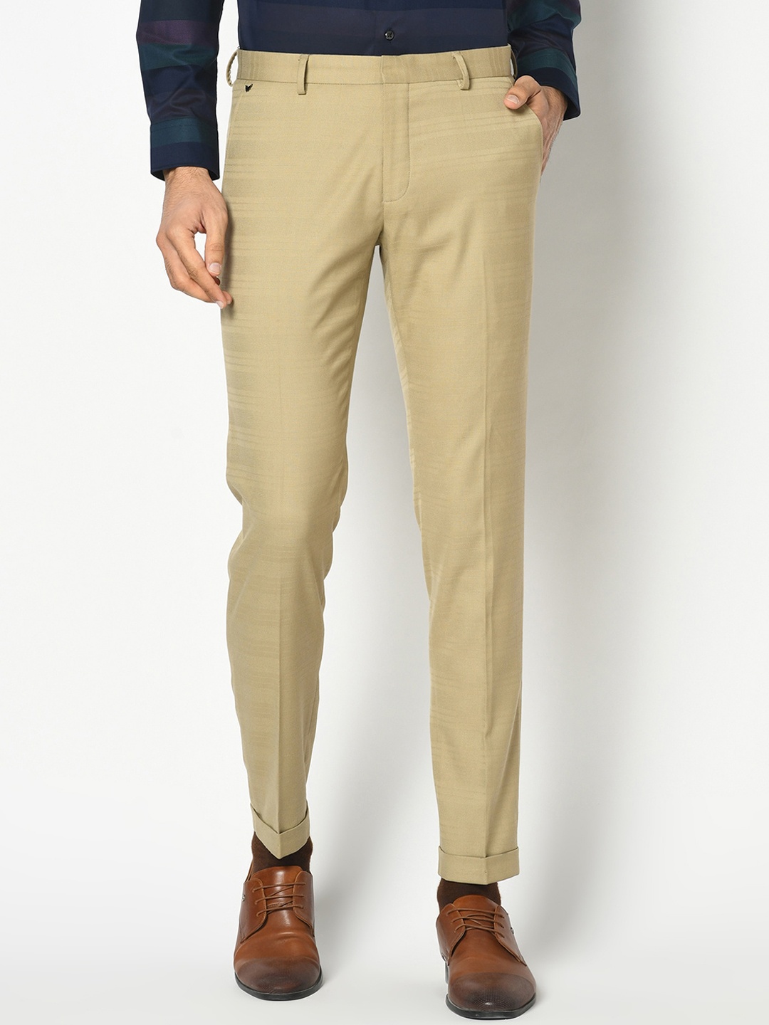 

Blackberrys Men Beige Solid Phoenix Skinny Fit Formal Trousers