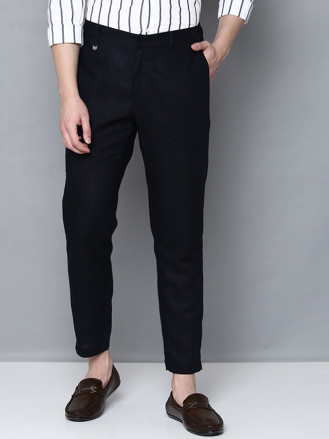 

Antony Morato Men Blue Slim Fit Solid Formal Trousers