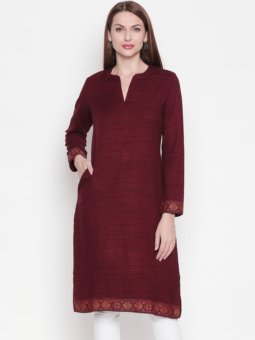 Rangmanch by pantaloons women maroon thread work kurta