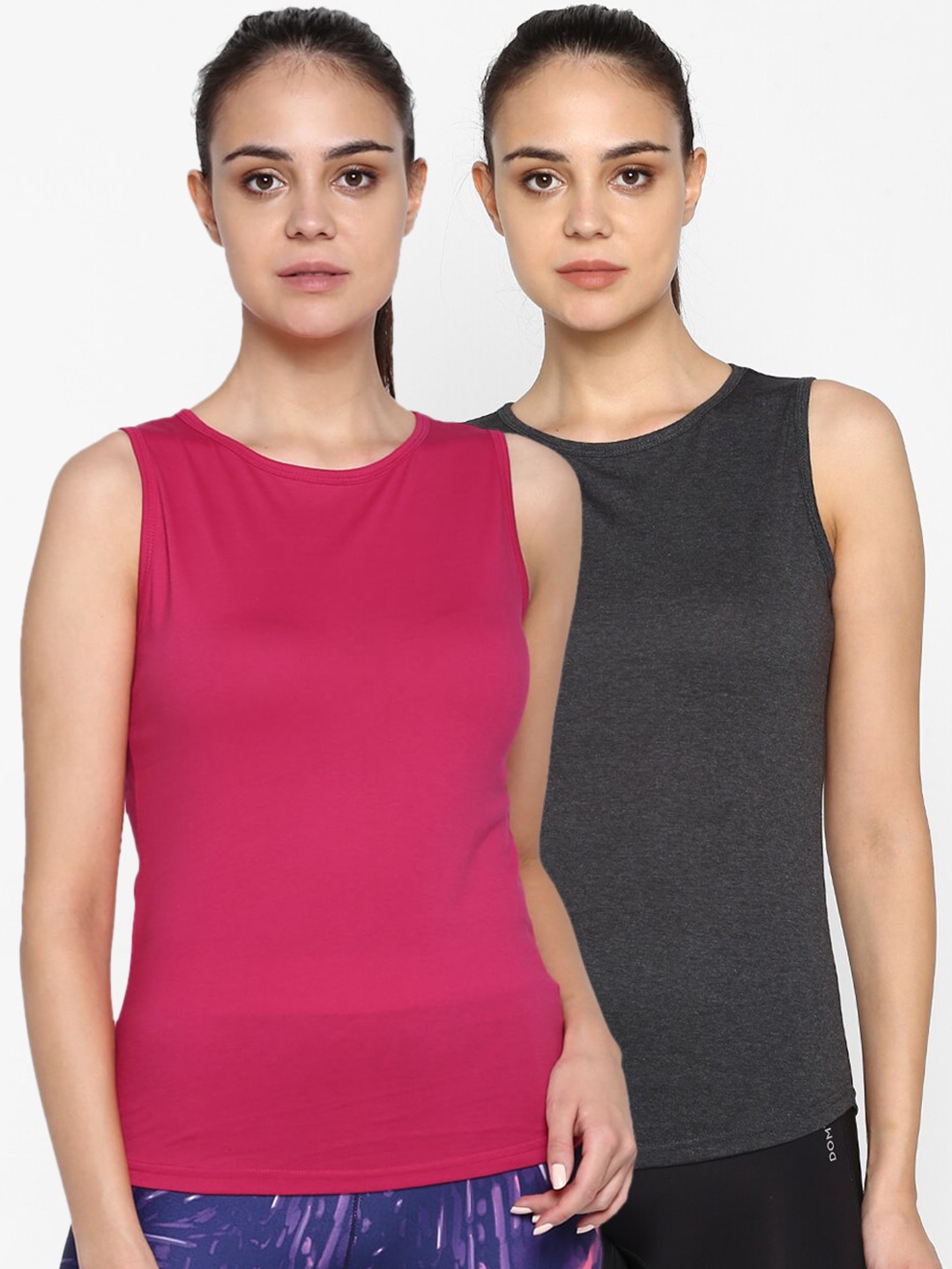 

appulse Women Pack Of 2 Solid Round Neck T-shirts, Pink