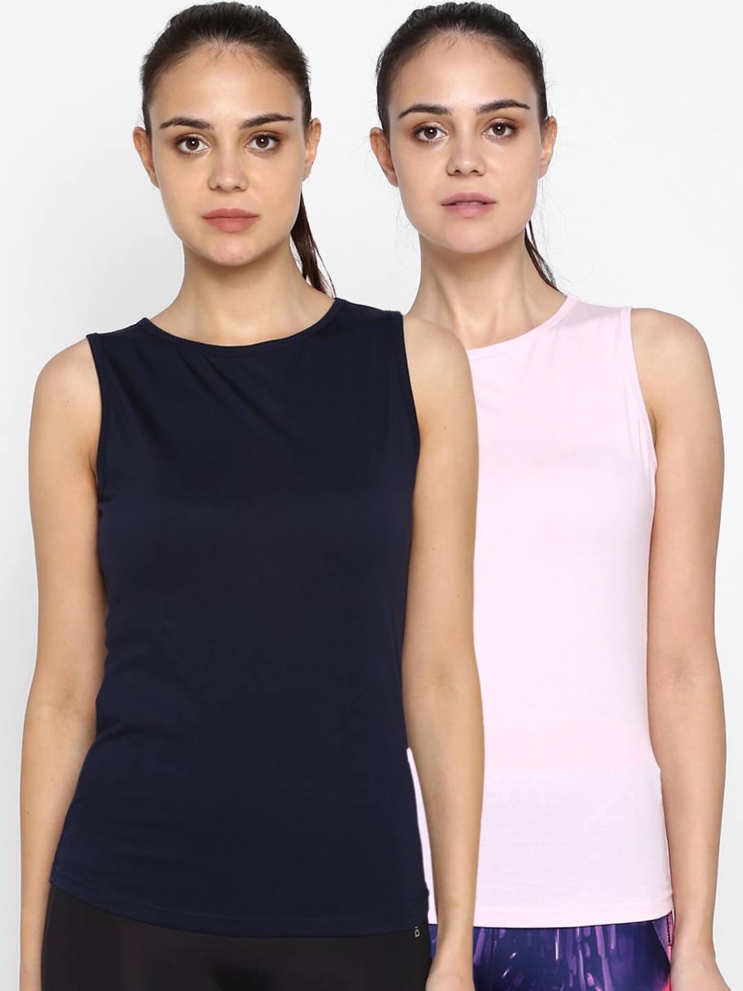 appulse Women Pack Of 2 Solid Round Neck T-shirt, Black