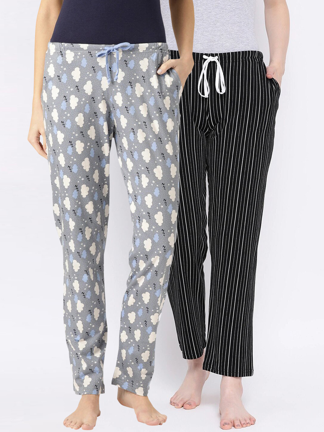 

Kanvin Women Pack Of 2 Printed Lounge Pants, Black