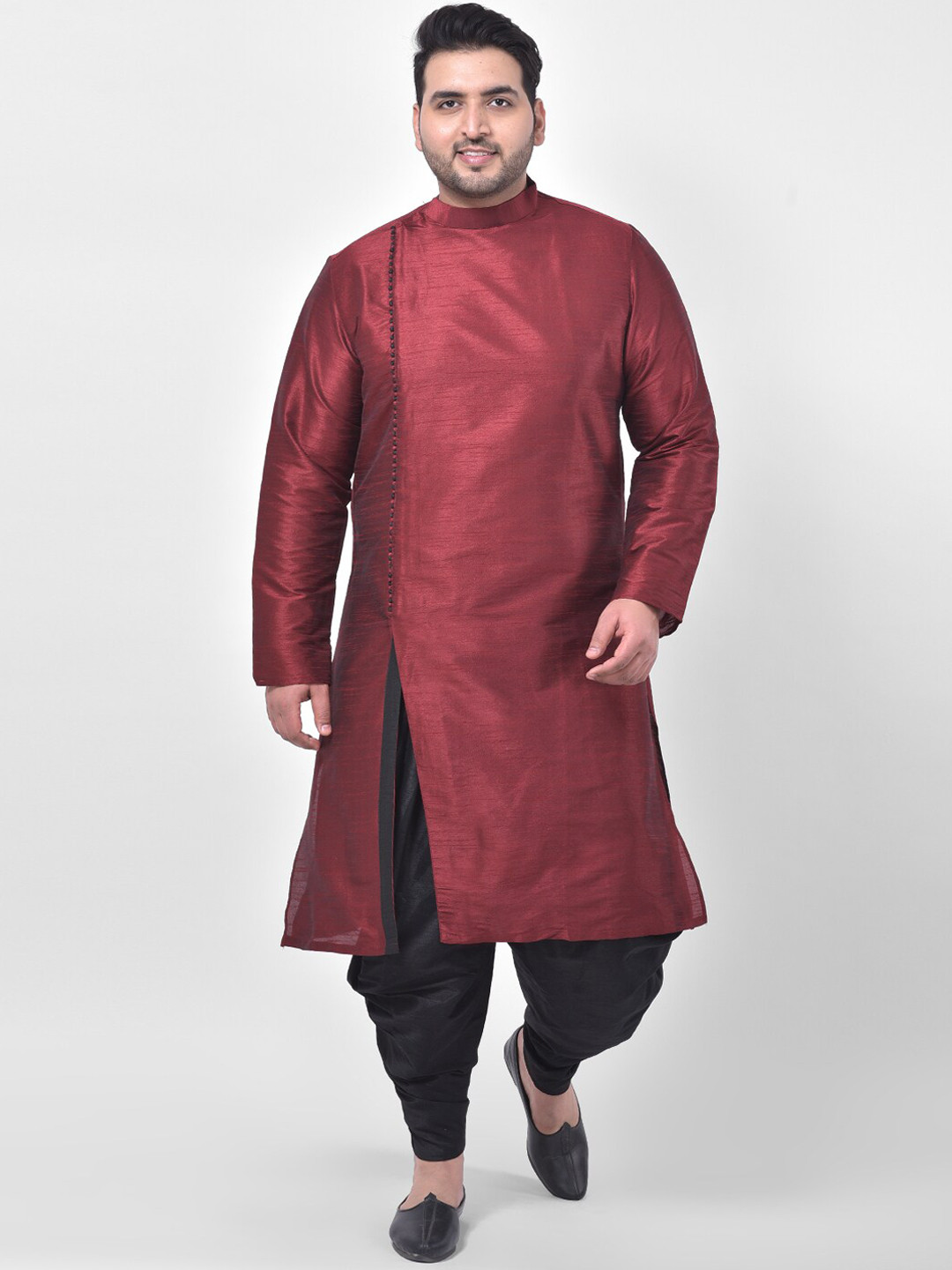 

DEYANN PLUS Men Plus Size Maroon Solid Kurta
