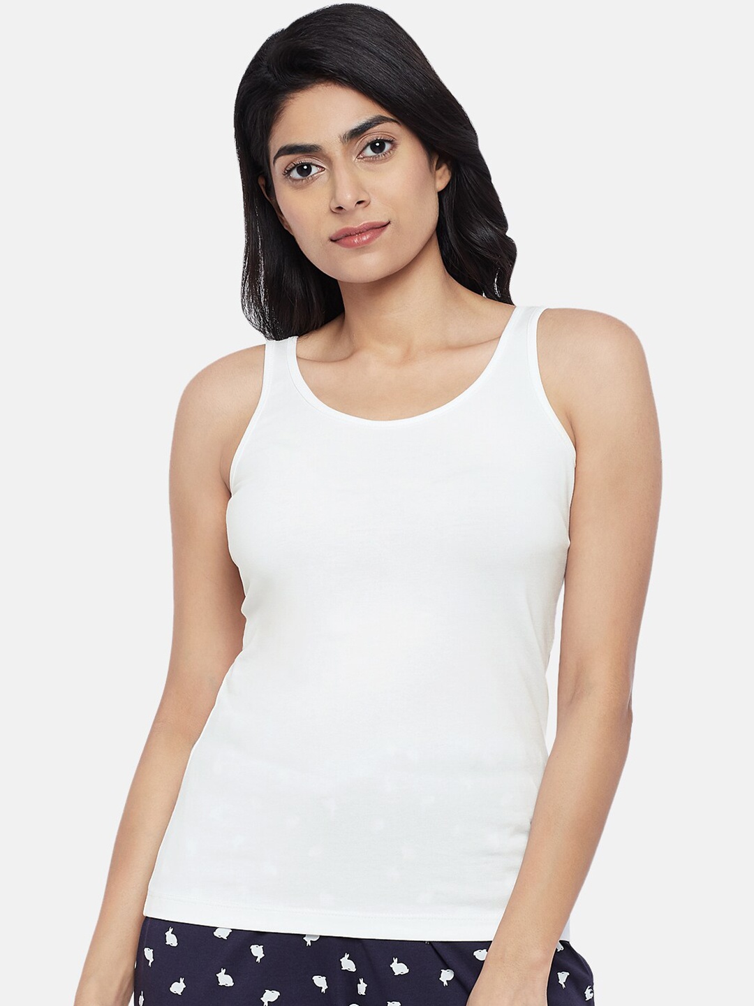 Dreamz by Pantaloons Women White Solid Knitted Lounge Top