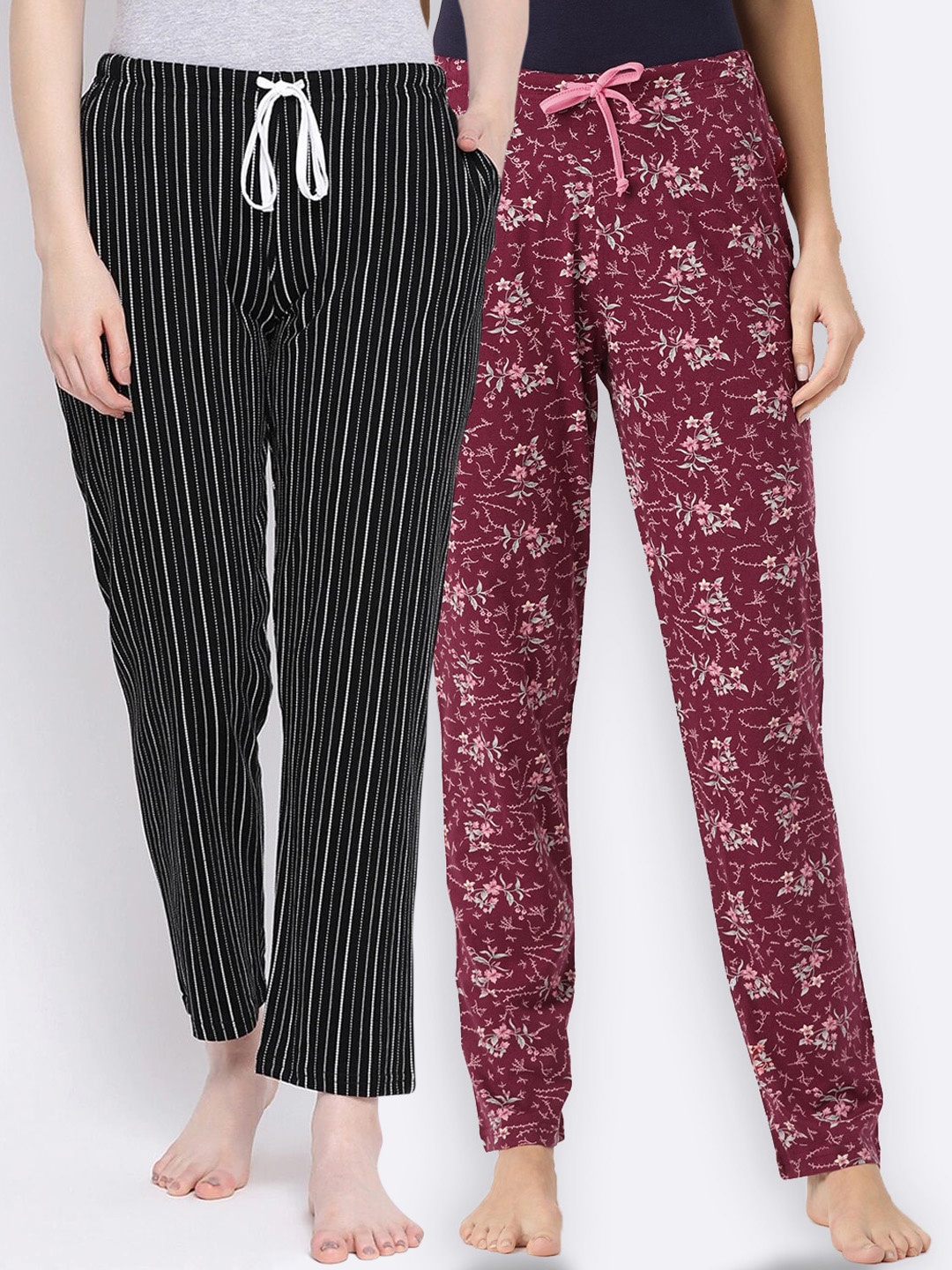 

Kanvin Women Pack Of 2 Lounge Pants, Maroon