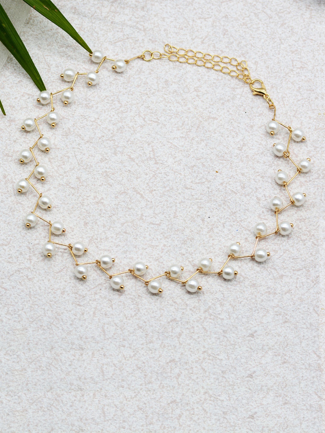 

JOKER & WITCH Gold-Toned & White Alloy Gold-Plated Choker Necklace