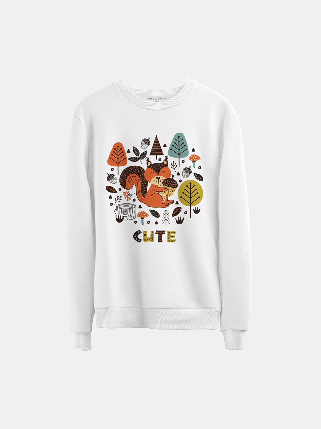 

THREADCURRY Unisex Kids White & Orange Printed Sweatshirt