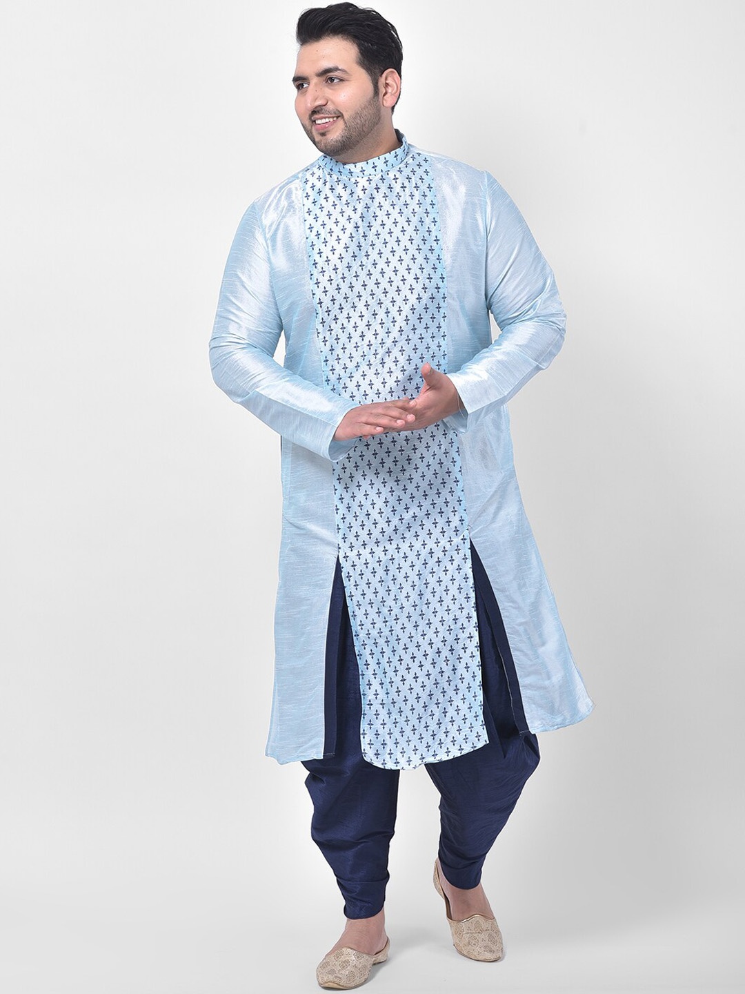 

Deyann plus men blue ethnic motifs printed kurta